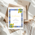 Tafelkaart voor bridal shower met amalfi blauw rechthoek ontwerp - Creations and More