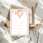 Uitnodiging voor babyshower met roze strik ontwerp
