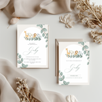 Tafelkaart voor babyshower met groene jungledieren ontwerp