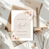 Kaart Bridal Shower - Beige Boog Met Bloemen