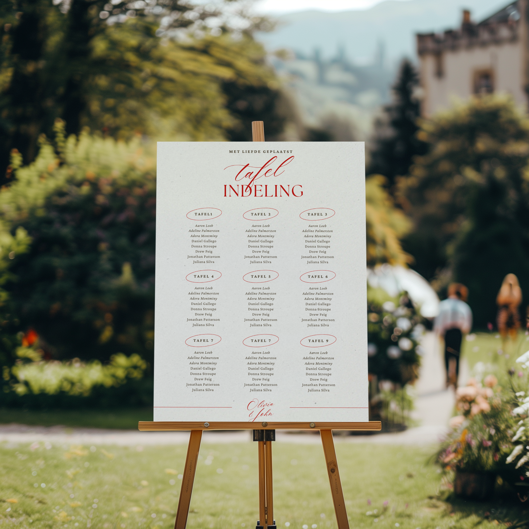 Maestro Rood Seating-chart bruiloft rood | Creations and More