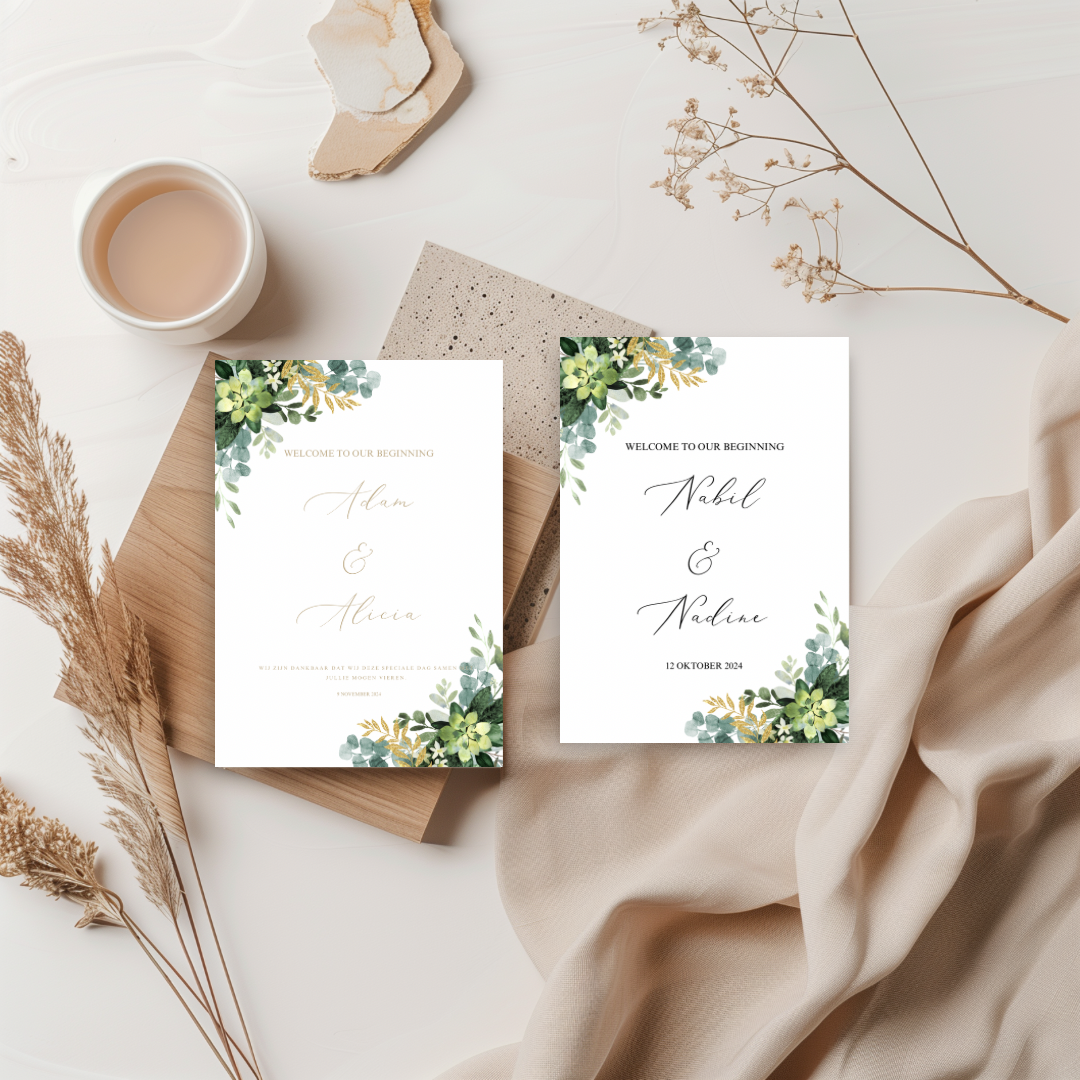 Kaart Bruiloft - Groene Bloemen - Creations and More