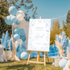 Welkomstbord voor babyshower met blauwe dieren ontwerp - Creations and More
