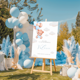 Welkomstbord Babyshower - Beertje Met Blauwe Ballonnen