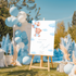 Welkomstbord voor geboorte met beertje met blauwe ballonnen ontwerp - Creations and More