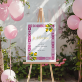 Welkomstbord voor bridal shower met amalfi roze rechthoek ontwerp