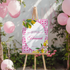 Welkomstbord voor bridal shower met amalfi roze ovaal ontwerp - Creations and More