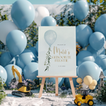 Welkomstbord voor geboorte met blauwe ballon ontwerp