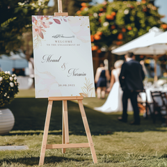 Welkomstbord voor bruiloft met roze bloemen ontwerp - Creations and More