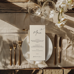 Kaart voor bruiloft met menukaart – soft romance ontwerp