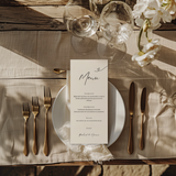 Kaart voor bruiloft met menukaart – soft romance ontwerp