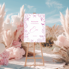 Welkomstbord voor babyshower met roze dieren ontwerp - Creations and More