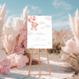 Welkomstbord Babyshower - Beertje Met Roze Ballonnen