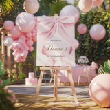 Welkomstbord met roze strik voor babyshower, verjaardag of surprise party