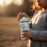 RVS drinkfles voor kinderen start with bismillah luchtballonnen lekvrij Beige