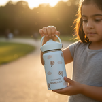 RVS drinkfles voor kinderen start with bismillah luchtballonnen lekvrij Beige