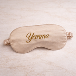 Gepersonaliseerd slaapmasker met naam  in beige