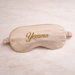 Gepersonaliseerd slaapmasker met naam  in beige