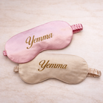Gepersonaliseerd slaapmasker met naam in roze en beige