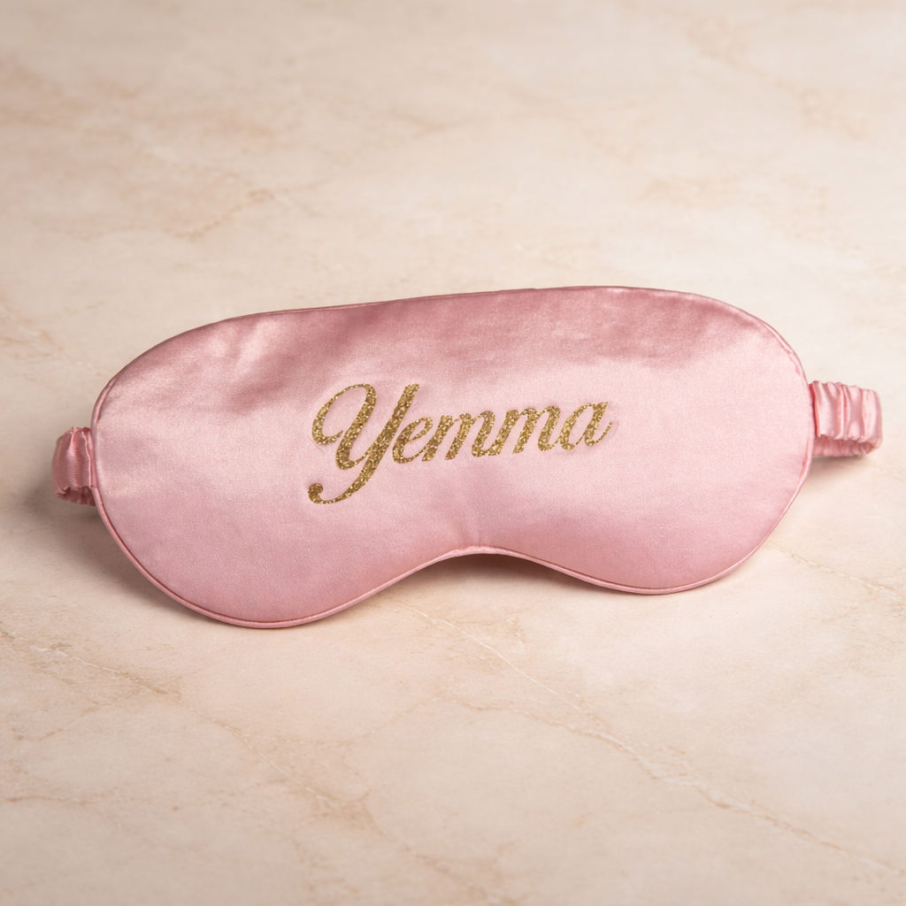 Gepersonaliseerd slaapmasker met naam in roze