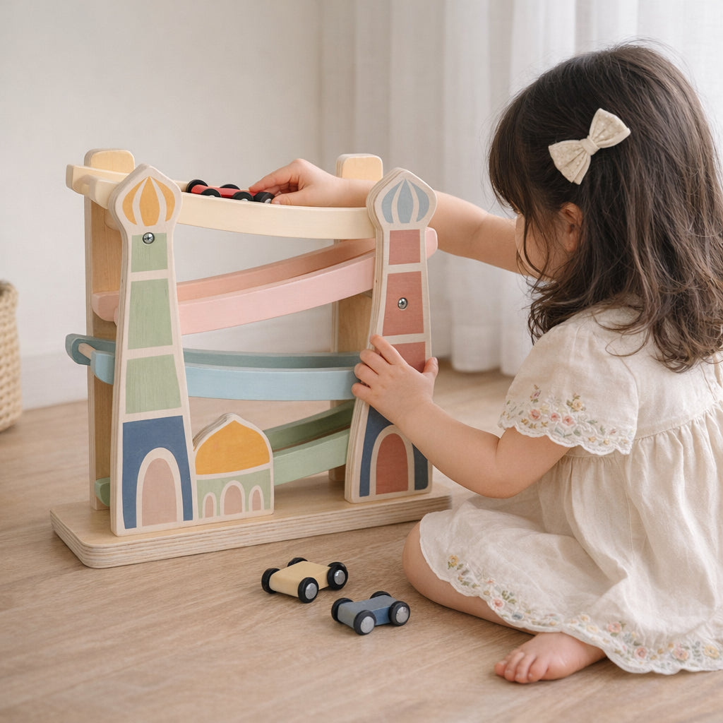 Islamitisch houten montessori speelgoed met auto’s voor baby’s en jonge kinderen