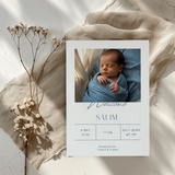 Geboortekaartje met foto in blauw - Creations and More