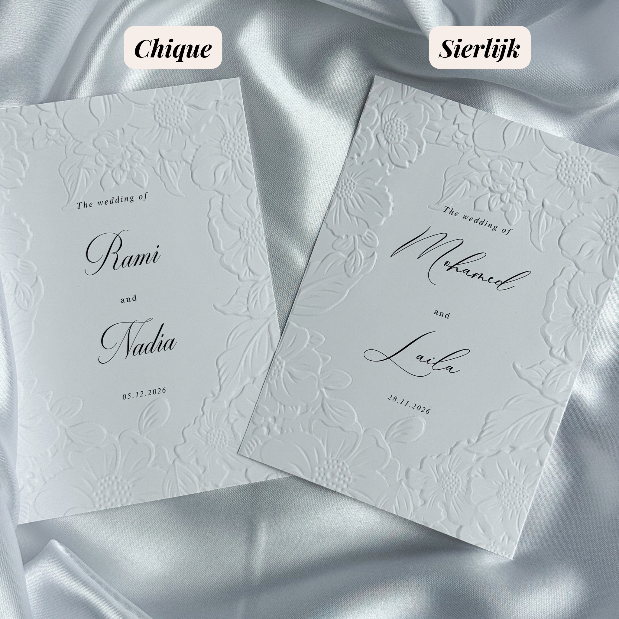 Luxe embossed tafelkaart voor je bruiloft, elegant en chique, productfoto 5 - Creations and More