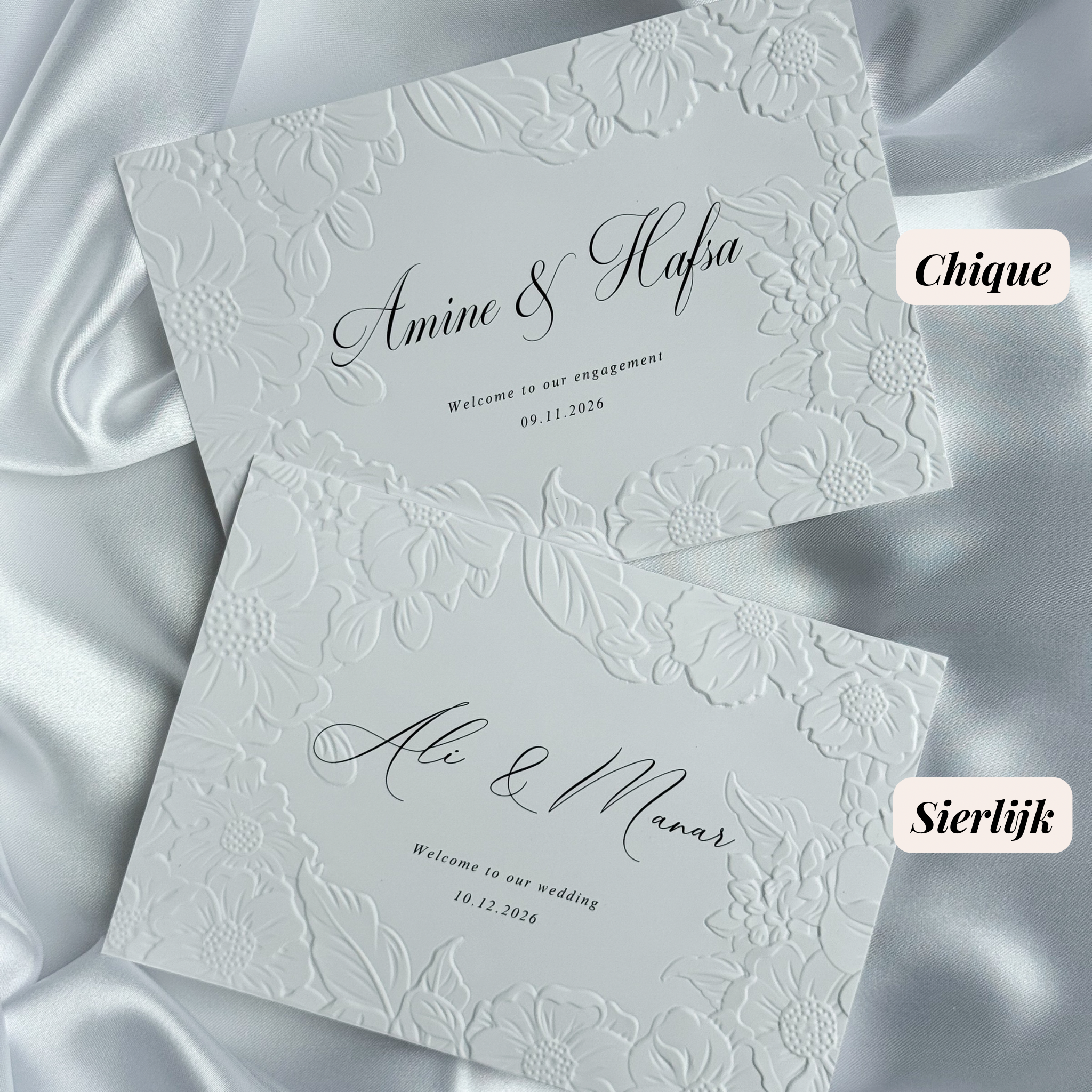 Luxe embossed tafelkaart voor je bruiloft, elegant en chique, productfoto 6 - Creations and More