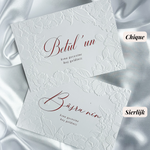 Luxe embossed tafelkaart voor henna / kına, wit met rode sierletters, productfoto 5 - Creations and More