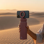 RVS drinkfles alhamdoulilaah for every sip dusty mauve met lichtroze opdruk magnetische telefoonhouder