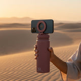 RVS drinkfles alhamdoulilaah for every sip dusty mauve met lichtroze opdruk magnetische telefoonhouder