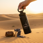 RVS drinkfles alhamdoulilaah for every sip zwart met zilveren opdruk magnetische telefoonhouder