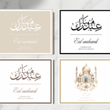 Merci omslagkaart Eid Mubarak set van 4 verschillende designs exclusief chocolade