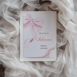 Tafelkaart bridal shower met roze strik en glitters - Creations and More