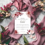 Tafelkaart henna met bordeauxrode bloemen - Creations and More