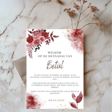Tafelkaart henna met bordeauxrode bloemen - Creations and More