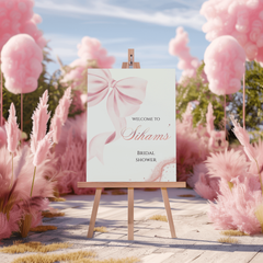 Welkomstbord bridal shower roze strik met glitters - Creations and More